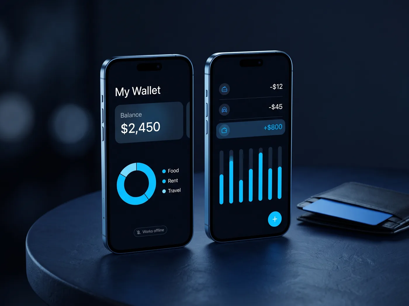 Expense & Budget App concept — app screens on two smartphones