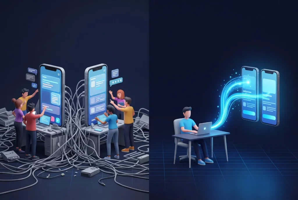 Two native teams compared with one cross-platform developer